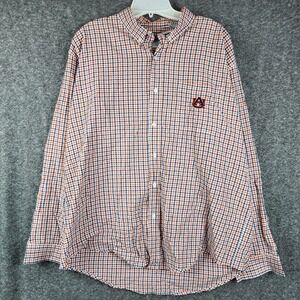 Campus Specialties Auburn Tigers Shirt Mens XXL Orange Navy Gingham Button Down
